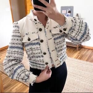 Veronica Beard Darren Tweed Jacket Ecru Multi 14